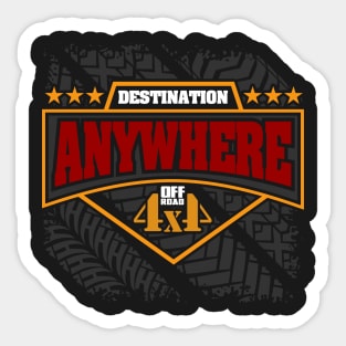 Off Road Shirt Destination Anywhere 4x4 Sticker